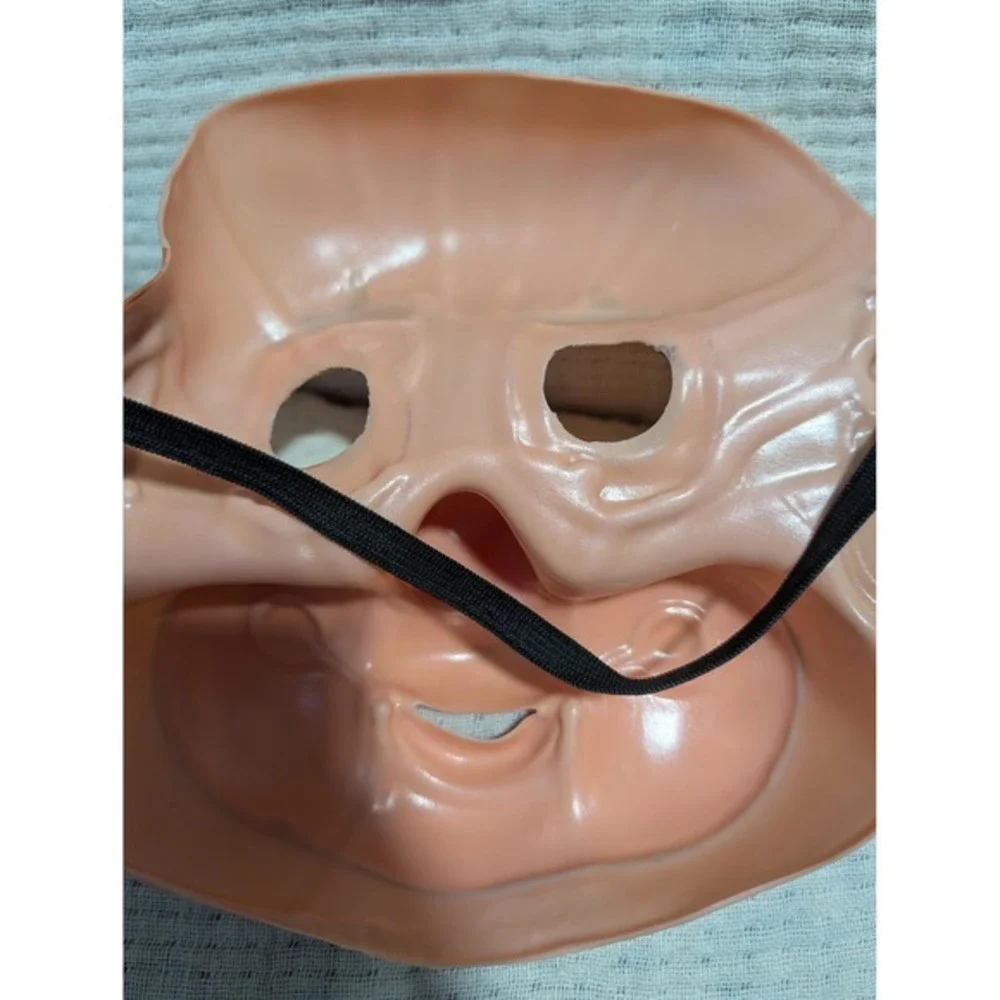 Vintage Clown Mask Halloween Costume Red Nose Big Smile White Cheeks Cosplay